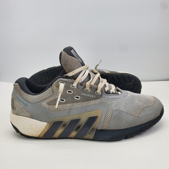 adidas Dropset Shoes Men 11 Trainer Gray White Three Stripe Athletic Sneaker - Picture 10 of 16